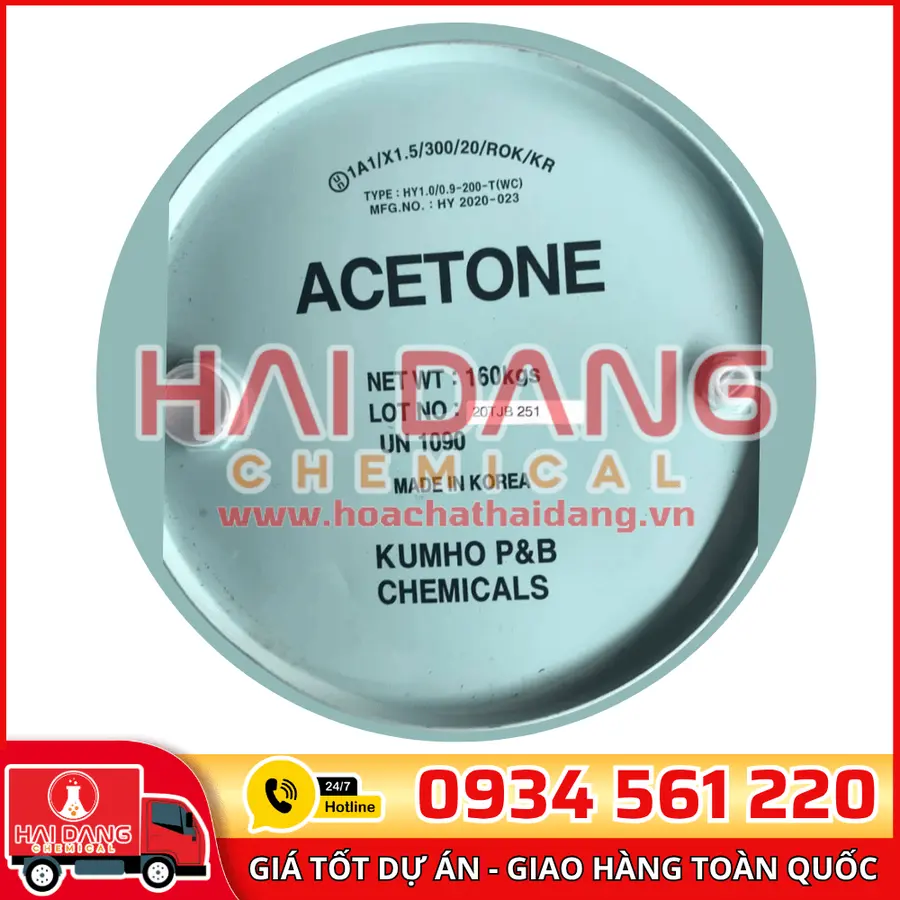 Dung Môi Acetone C₃H₆O Hàn Quốc Phuy 160kg