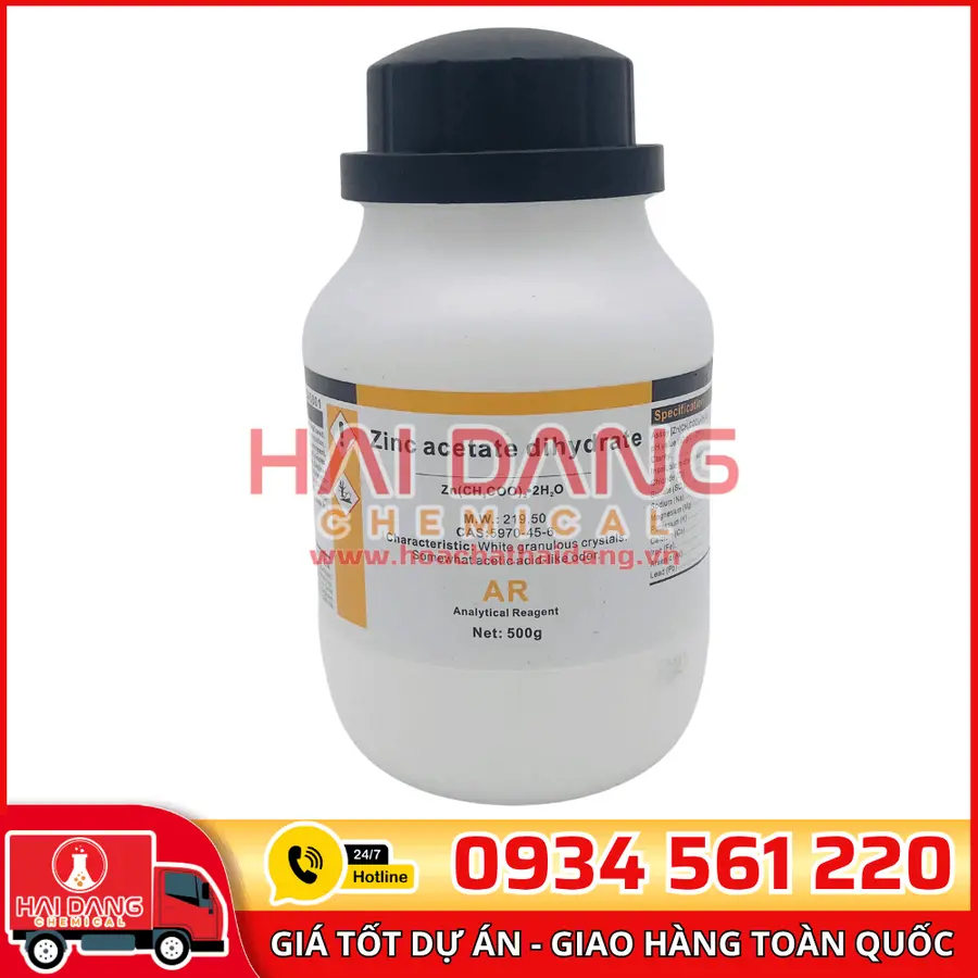 Zinc Acetate Zn(CH₃COO)₂·2H₂O, lọ 500g - hãng Xilong
