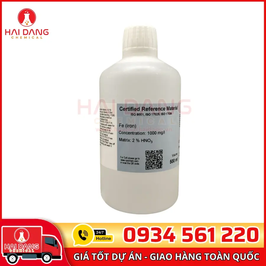 Dung Dịch Chuẩn Fe 1g/L Chai 500ml Dùng Cho AAS – CPAchem