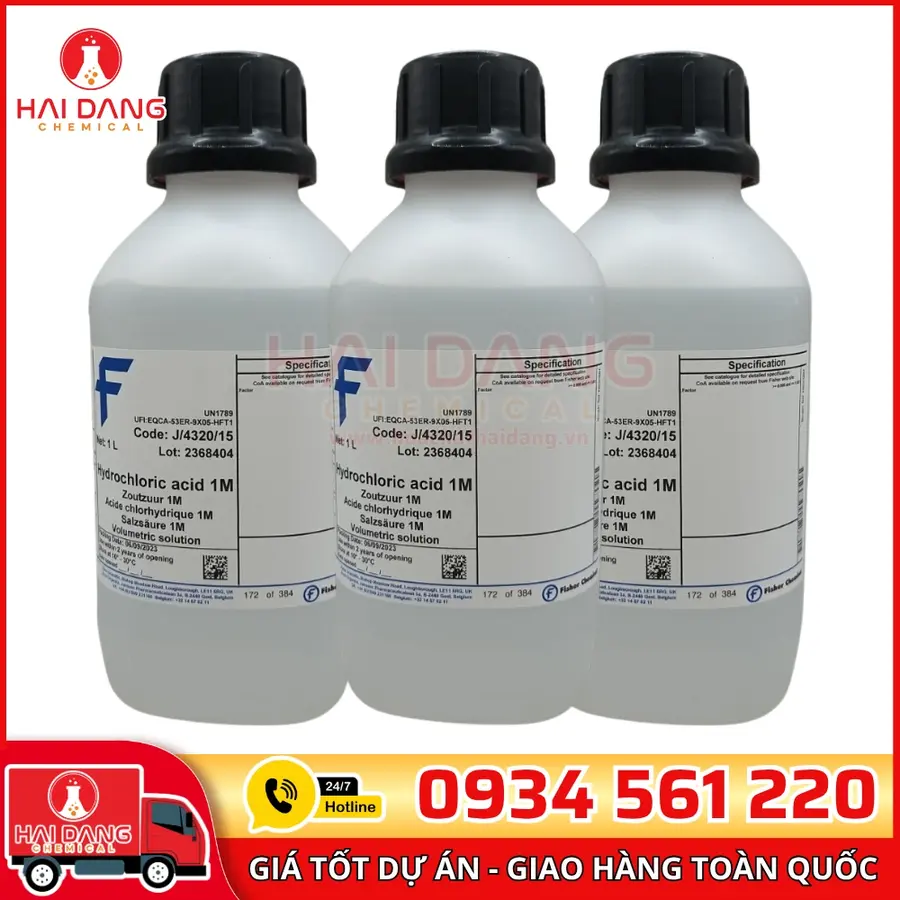 Hydrochloric Acid Solution 1M (1N)  lọ 1l, hãng Fisher