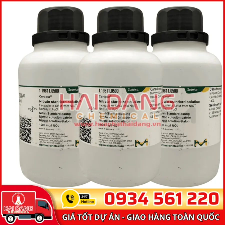 Dung dịch chuẩn Nitrate (NO₃⁻) 1000 mg/L lọ 500ml – Merck