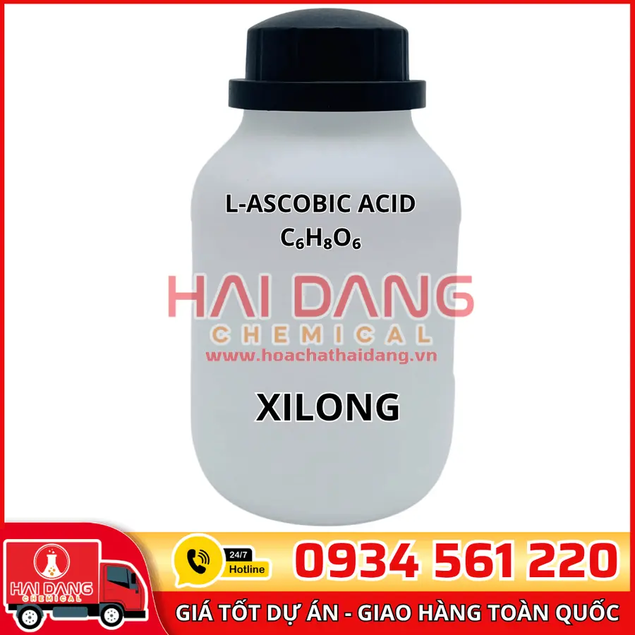 L-Ascobic Acid C₆H₈O₆, lọ 500g - hãng Xilong