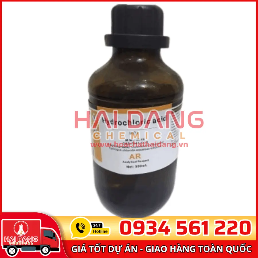 Hydrochloric Acid 37% HCl, lọ 500g - hãng Xilong