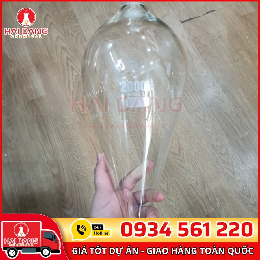 Phễu Chiết Quả Lê 2 Lít, Có Vạch Chia - Dinlab