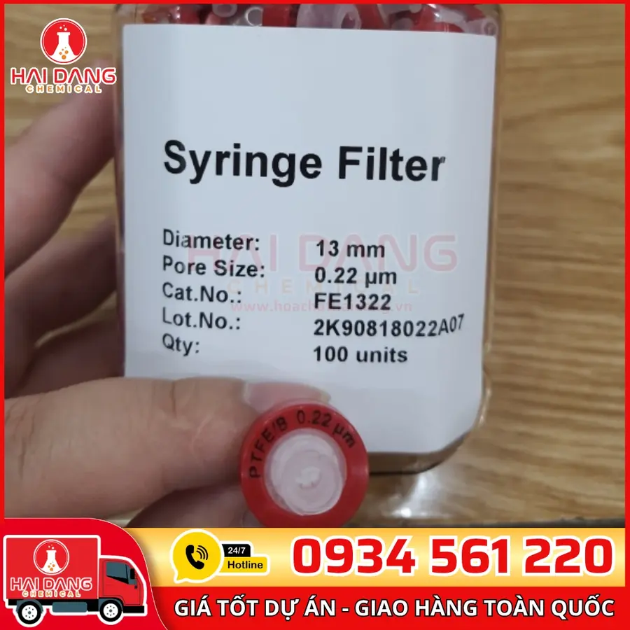 Đầu Lọc PTFE Kị Nước 0.22μm – Ø13mm – Trung Quốc