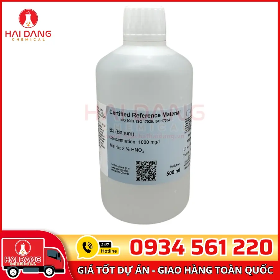 Dung Dịch Chuẩn Barium (Ba) 1g/L Cho AAS 500mL CPAchem