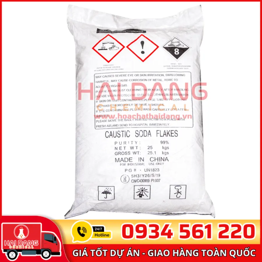 Caustic Soda Xút Vảy Sodium Hydroxide 99% NaOH Trung Quốc