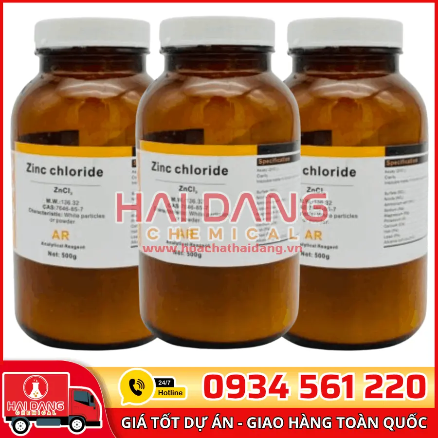 Zinc Chloride ZnCl₂, lọ 500g - hãng Xilong