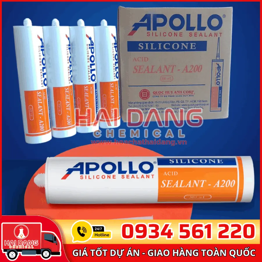 Keo Silicone Apollo A200 300ml – Trám Khe, Dán Kính, Chống Thấm Hiệu Quả