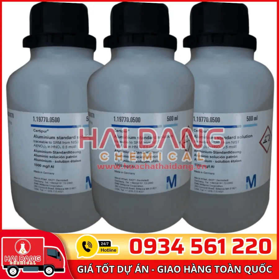 Dung dịch chuẩn Nhôm (Aluminium) 1000 mg/L lọ 500ml - Merck