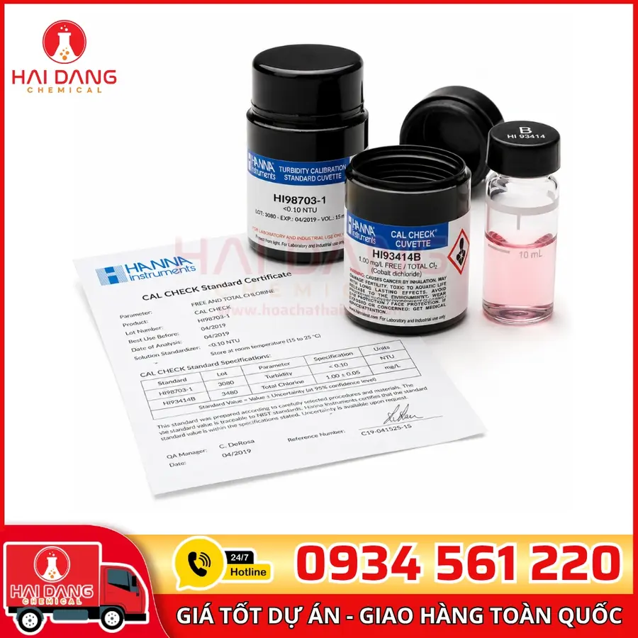 Cal Check chuẩn Clo dư và Clo tổng, 0.00 và 1.00 mg/l  - Hanna Ý