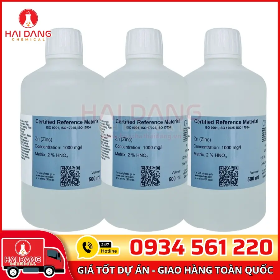 Dung Dịch Chuẩn Zn 1g/L Chai 500ml Dùng Cho AAS – CPAchem