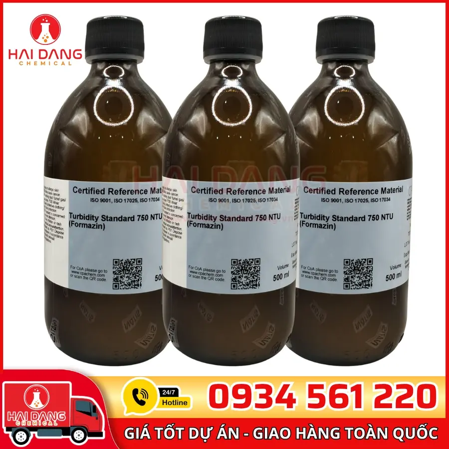 Dung Dịch Chuẩn Độ Đục 750 NTU – Turbidity Standard 750 NTU (Formazin) – 500 mL, Hãng CPAchem – Bulgaria