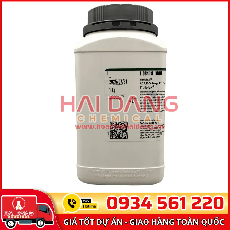 Titriplex® III (EDTA disodium salt dihydrate – EDTA.2Na.2H₂O) lọ 1kg - Merck