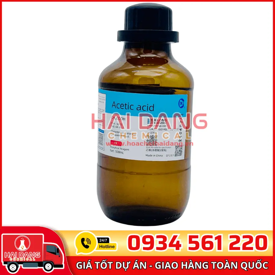 Acetic Acid CH₃COOH, lọ 500g - hãng Xilong