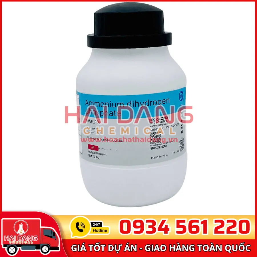 Ammonium Dihydrogen Phosphate NH₄H₂PO₄, lọ 500g - hãng Xilong