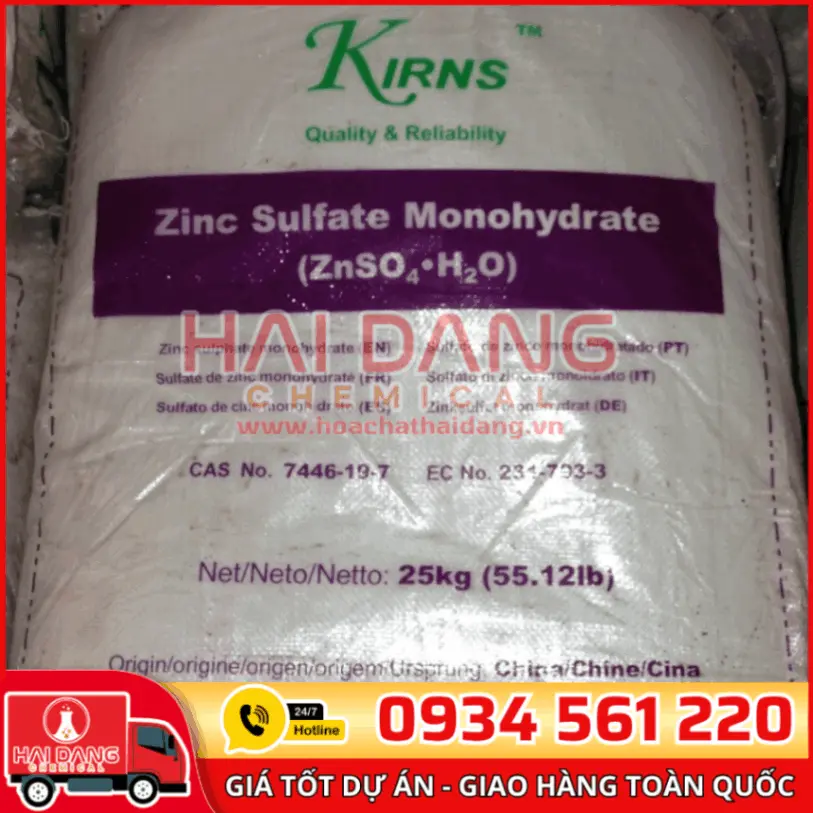Zinc Sulfate Monohydrate ZnSO4.H2O 98% Trung Quốc 