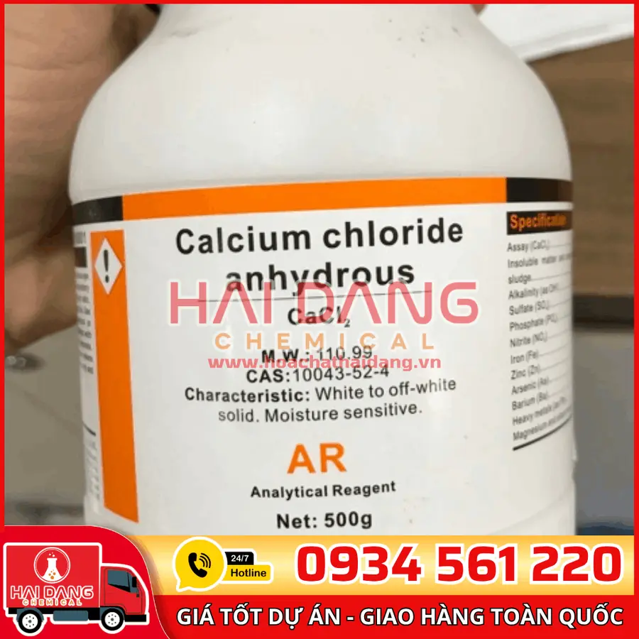 Calcium Chloride CaCl₂, lọ 500g - hãng Xilong