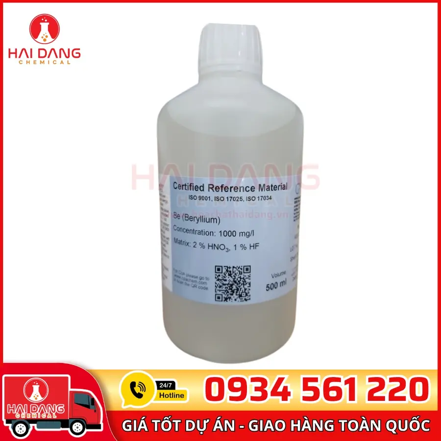 Dung Dịch Chuẩn Beryllium Be 1g/L Trong HNO3/HF 500mL – CPAchem
