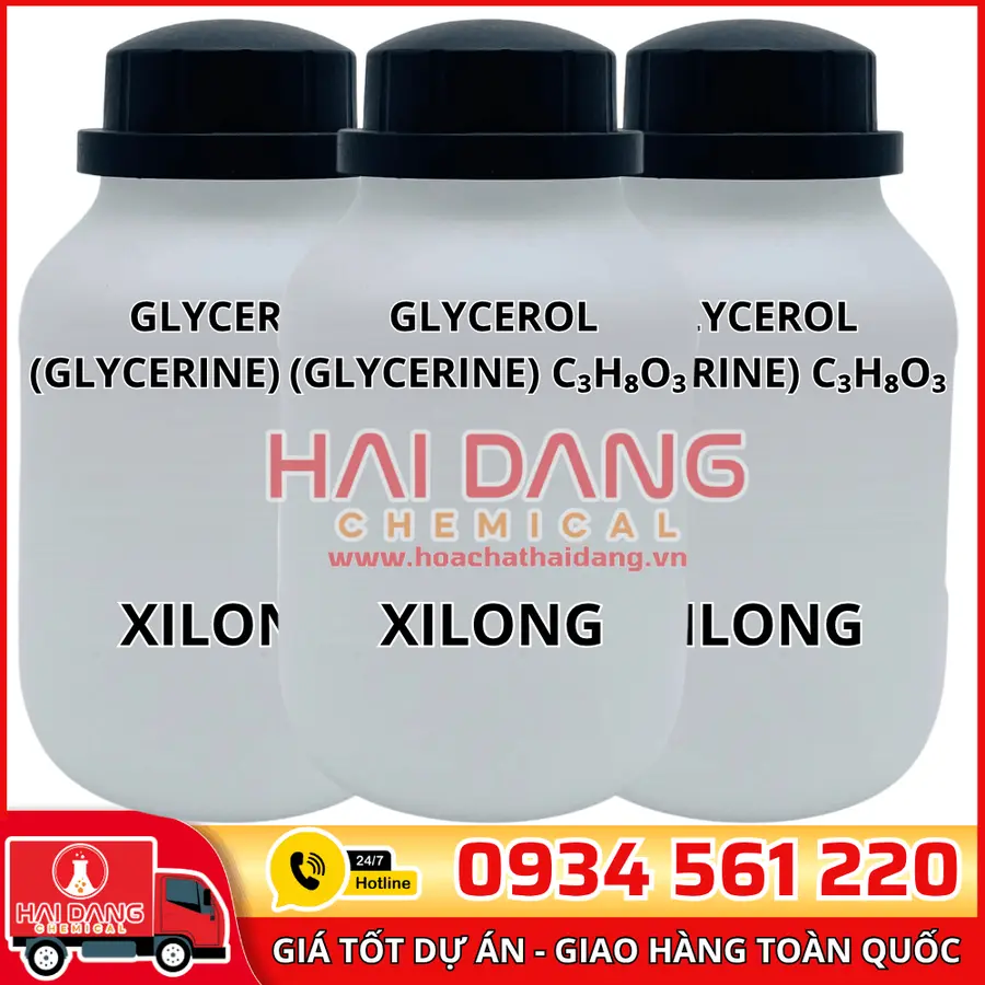 Glycerol (Glycerine) C₃H₈O₃, lọ 500g - hãng Xilong