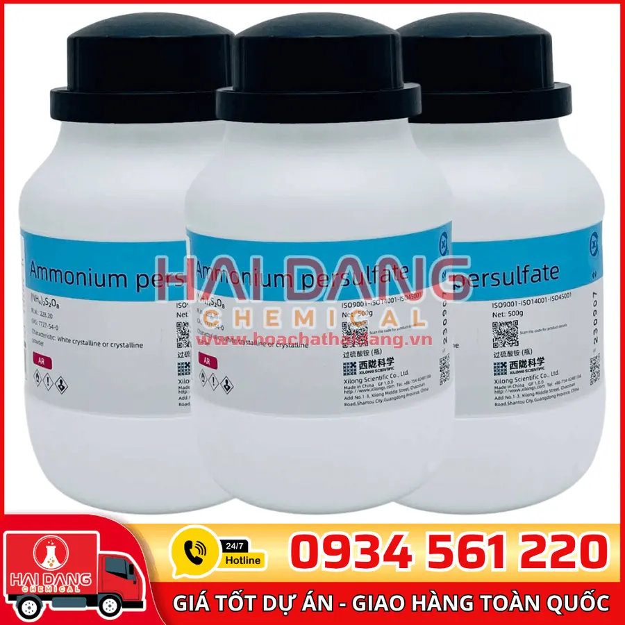 Ammonium Persulfate (NH₄)₂S₂O₈, lọ 500g - hãng Xilong