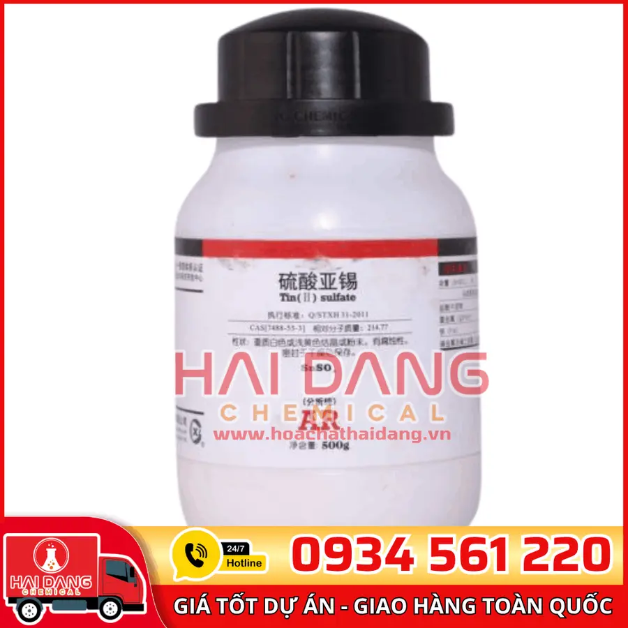 Tin(II) Sulfate SnSO₄, lọ 500g - hãng Xilong
