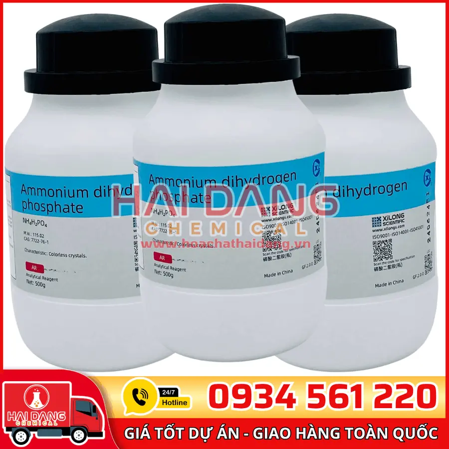 Ammonium Dihydrogen Phosphate NH₄H₂PO₄, lọ 500g - hãng Xilong