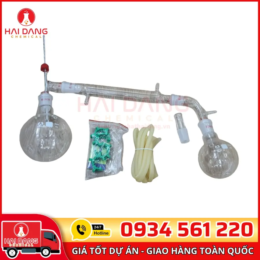 Bộ Chưng Cất Thủy Tinh Tách Tinh Dầu 500mL, Khóa Nhựa – Trung Quốc