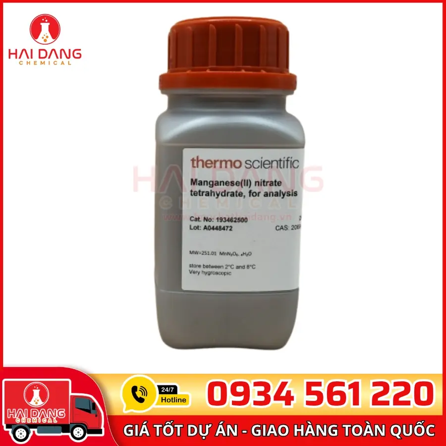 Manganese(II) nitrate tetrahydrate, for analysis  lọ 250g, hãng Fisher