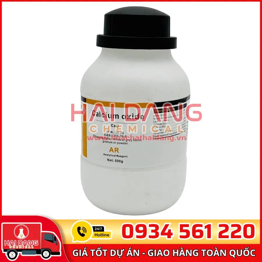 Calcium Oxide CaO, lọ 500g - hãng Xilong