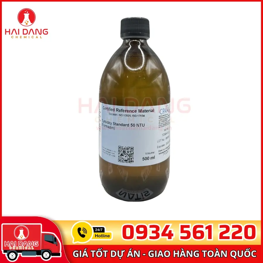Dung dịch chuẩn Độ đục 50 NTU – Turbidity Standard 50 NTU (Formazin) 500 mL, Hãng CPAchem – Bulgaria