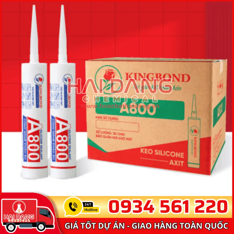 Keo Silicone Kingbond A800 – Dán Mạch Gạch, Trám Khe Chống Thấm Hiệu Quả