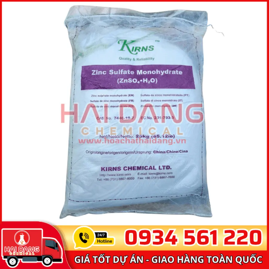 Zinc Sulfate Monohydrate ZnSO4.H2O 98% Trung Quốc 