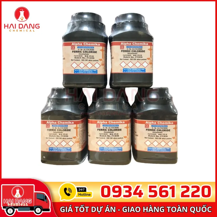 Ferric Chloride (Hexahydrate)  lọ 500g, hãng Alpha Chemika