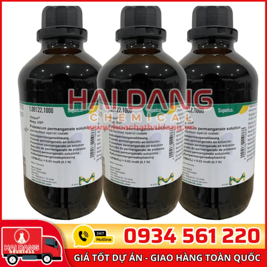 Dung dịch chuẩn Kali Permanganat KMnO₄ 0.02 mol/L (0.1N), lọ 1L – Merck