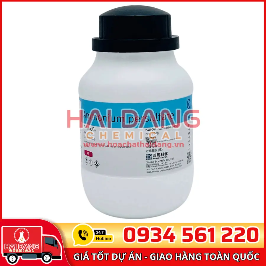 Ammonium Persulfate (NH₄)₂S₂O₈, lọ 500g - hãng Xilong