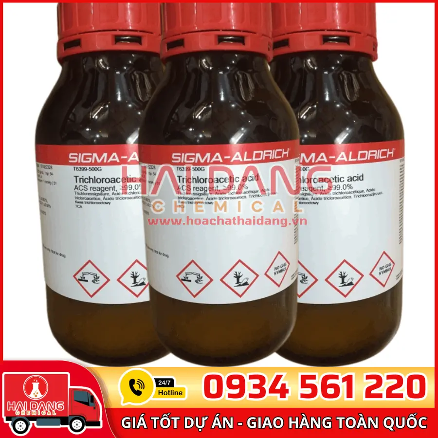 Trichloroacetic acid ACS reagent, ≥99.0% lọ 500g, hãng Sigma