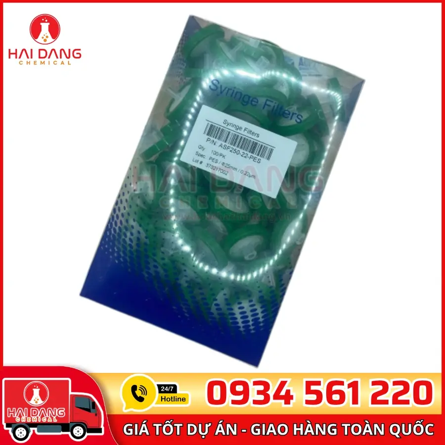 Đầu lọc PES 0.22µm, đường kính 25mm, hãng ALWSCI – Trung Quốc