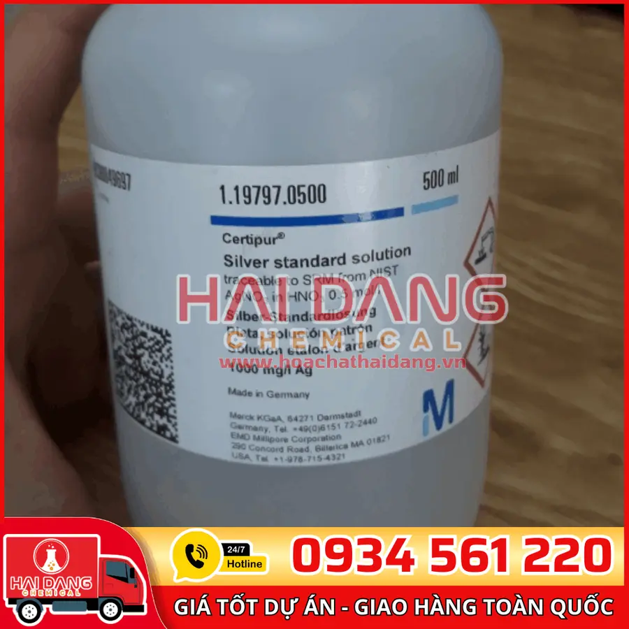 Dung dịch chuẩn Bạc (Silver) 1000 mg/L lọ 500ml - Merck